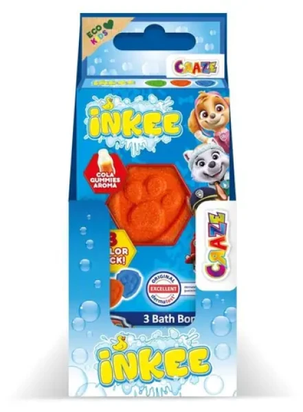 INKEE Šumivá bomba do koupele Paw Patrol / 3x15 g / mandlový olej / mix barev (944032)