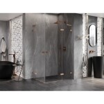 MEXEN/S - Lunar L Duo sprchový kout dveře křídlové pravá 100 x 85, transparent, měď kartáčovaná 834L-100P-085L-65-00