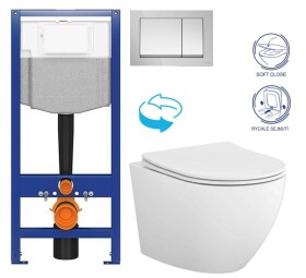 CERSANIT/S - CERSANIT předstěnový instalační systém s tlačítkem chrom K97-509 + WC CERSANIT DESSE VORTEX + SEDÁTKO K97-526 509 ES1