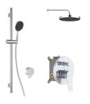 Kielle - Nefia Sprchový set s baterií pod omítku, pro 2 spotřebiče, s příslušenstvím EcoSpare a tělesem, chrom 20627SP90