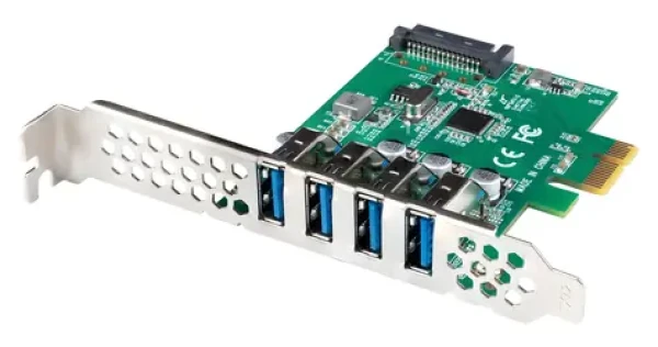 Lanberg PCIe karta 4x USB 3.1 Gen1 / PCIe rozšiřující karta / 4x USB 3.2 Gen 1 Type-A / Low Profile (PCE-US3-004)