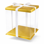 Cake star dortový box zlatý hranatý 33x33x40cm - bez stuhy