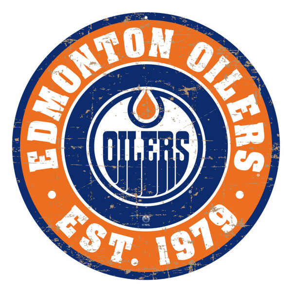 Mustang Cedule Edmonton Oilers NHL 22" Round Distressed Logo