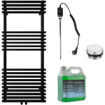 CERANO - Koupelnový elektrický radiátorový set Luigi - 600W - černá matná - 1200x500 mm CER-680557