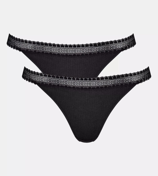 Dámská tanga GO Ribbed R Tanga C2P - BLACK - černé 0004 - SLOGGI BLACK M
