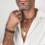 Luxusní pánský náramek Antonio Gold - onyx, zlatý hematit, Černá 20 cm