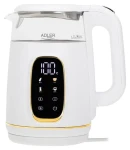 Adler AD 1305 bílá zlatá / Rychlovarná skleněná konvice / LED displej / nastavení teploty / 1,7 L (AD 1305wg)
