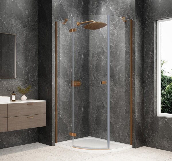 POLYSAN - GLOBE COPPER MATT čtvrtkruhový sprchový kout 1000x900, čiré sklo, levé GB2190LPG