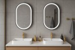 Erga Gwen, oválné LED zrcadlo 60x90cm v černém kovovém rámu, 3 barvy světla, přední osvětlení, vyhřívací podložka proti zapaření, ERG-V01-GWEN-6… ERG-V01-GWEN-6090-BK