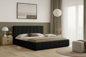 FRONTI Postel RIMINI 140x200 s úložným prostorem - bouclé - černá