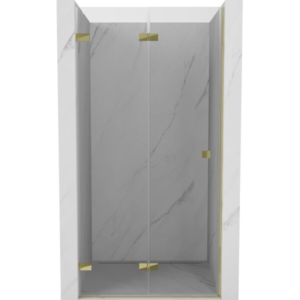 MEXEN/S - Lunar-F skládací sprchové dveře levé 90 cm, transparent, zlatá 836-090-000-50-00-L