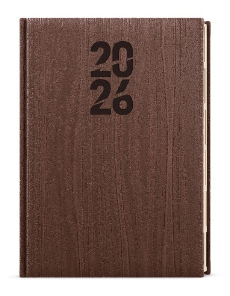 Denní diář 2026 Ctirad s výsekem Wood A5 hnědá