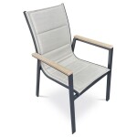 Židle zahradní béžový textilen, hliník, černá barva