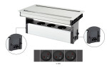 Versalogic VersaFlap dual 2.0 elektrická zásuvka 3x 230V, Francouzská, eloxovaný hliník (497052)