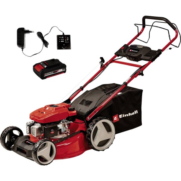 Einhell GC-PM 46 SM HW-E Li Power X-Change benzín sekačka vč. nabíječky, + akumulátor, zadní vyprazdňování 2 000 W 18 V šířka sekání 46 cm Určen pro 1400 m²
