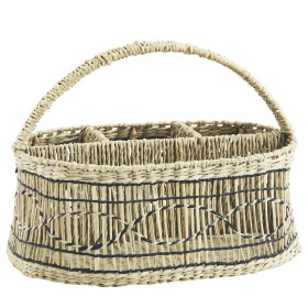 MADAM STOLTZ Úložný košík s přihrádkami Seagrass, přírodní barva, kov