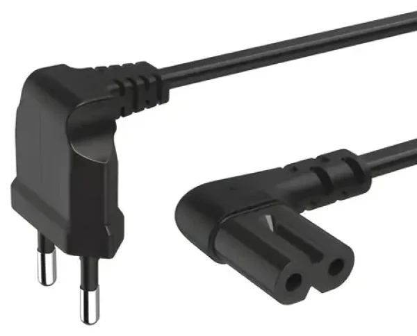 Hama napájecí kabel C7 černá / Napájecí kabel / oboustranně zahnutý 90° / 5 m