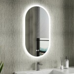 Erga Demi, oválné LED zrcadlo 50x90cm, 3 barvy světla, přední osvětlení, topná podložka proti zapaření, ERG-V01-DEMI-5090-CL