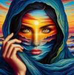 Diamantové malování Žena na pozadí pouště