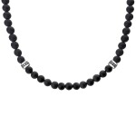 Pánský korálkový náhrdelník onyx, Černá 55 cm