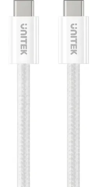 Unitek C14141AWH01-1M bílá / Nabíjecí kabel / USB-C - USB-C / 100W / PD / 1 m / opletený / magneticky stáčecí (C14141AWH01-1M)