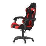 Herní křeslo, synchronní mechanismus, černá a červená látka, plast. kříž