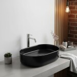Laveo - Desna - keramické umyvadlo na desku 50x35, černá mat VUD_B250