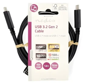Nedis 1 m antracit / USB-C kabel / USB 3.2 Gen 2 / 240 W / 8K/30Hz / 20 Gbps (CCGL64750BK10)