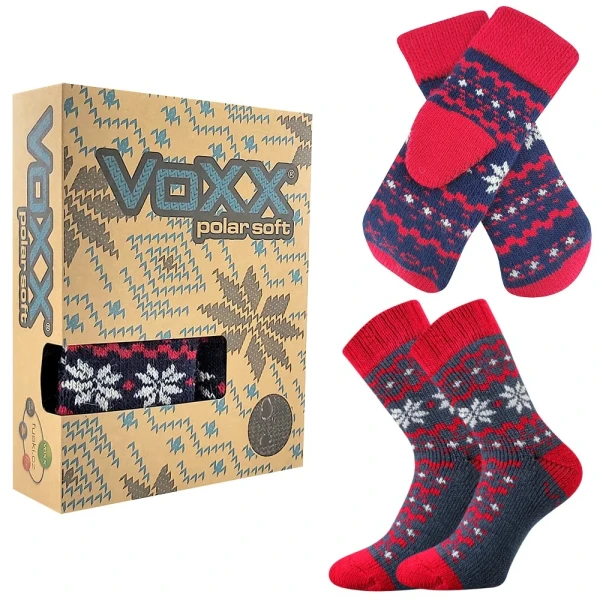 VOXX Sada zimních ponožek a pletených palčáků TRONDELAG SET s ionty stříbra JEANS 39-42 117526