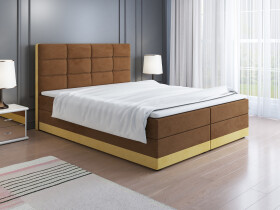 FRONTI Postel 1 180x200 s úložným prostorem - hnědá + žlutá - Alcantara 3010 + 054-3