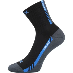 VOXX Ponožky sportovní slabé PIUS s bavlnou ČERNÉ S MODROU (3 páry) 47-50 101778