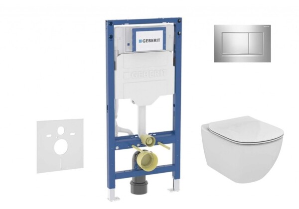 GEBERIT - Duofix Set předstěnové instalace, klozetu Tesi a sedátka softclose, tlačítko Sigma30, lesklý chrom/matný chrom SANI11CD1137