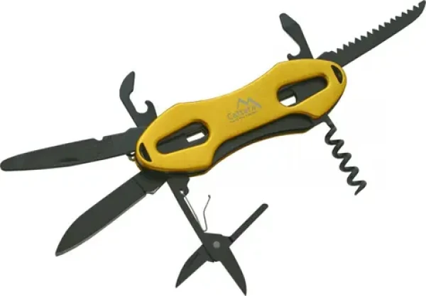 Cattara CAMP 7v1 žlutá / Multifunkční nůž / aluminium / 9 cm / 7 nástrojů