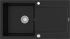 MEXEN - Leo granitový dřez 1 s odkapávačem 900x500 mm, černá / stříbrná metalíza 6501901010-73