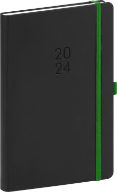 Týdenní diář 2024 Nox černý/zelený, 15 21 cm