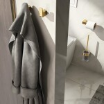 Gedy - PIRENEI WC štětka závěsná, mléčné sklo, zlato mat PI330388