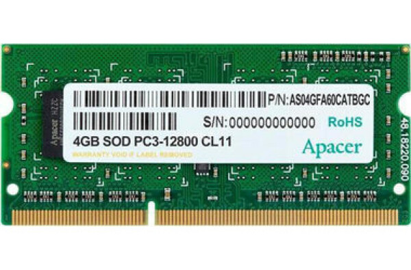 Apacer 4GB 1600MHz / SODIMM / DDR3 / CL11 / 1.5V (AS04GFA60CAQBGC)