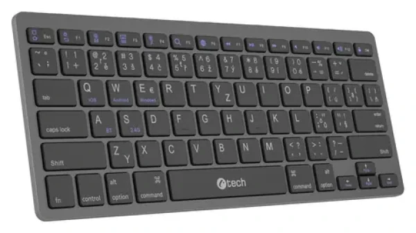 C-TECH KB-120S / Klávesnice / Bezdrátová / Bluetooth + 2,4 GHz / 78 tichých kláves (KB-120S)