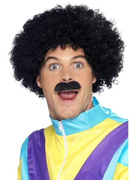 Černá paruka Scouser s knírem