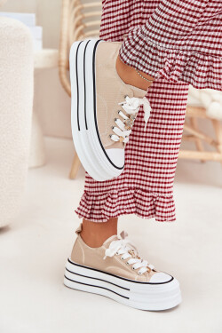 Dámské Tenisky Na Platformě Se Zlatými Připínáčky Béžové Fiorina 38