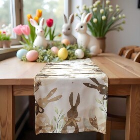 DumDekorace Velikonoční lněný ubrus - běhoun 180 x 33 cm Velikonoce