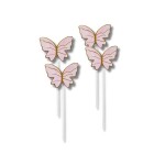 Dortisimo Zápich do dortu zlatý s motýlky 2 (5 ks)