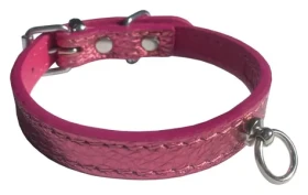HUHUBAMBOO Obojek METAL růžový S / Pro chrty / 14 mm x 21-27 cm / Hovězí kůže (355422)