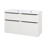 Mereo Mailo, koupelnová skříňka s umyvadlem z litého mramoru 121 cm, bílá, černé madlo CN513MB