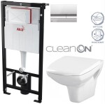 ALCADRAIN Sádromodul - předstěnový instalační systém s chromovým tlačítkem M1721 + WC CERSANIT CLEANON CARINA + SEDÁTKO AM101/1120 M1721 CA2