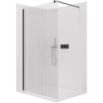 CERANO Sprchová zástěna Walk-in Onyx Round L/P - 8 mm - kulatá vzpěra - černá matná, rýhované sklo - 150x200 cm