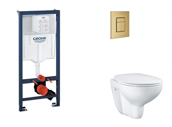 GROHE - Rapid SL Set předstěnové instalace, klozetu, sedátka SoftClose a tlačítka Skate Cosmopolitan, kartáčovaný Cool Sunrise SANI11BB4121