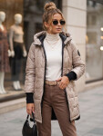 Dámská prošívaná přechodová bunda s kapucí v barvě kamelové od FashionStreet TY5790 L