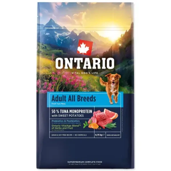 Ontario Adult All Breeds Monoprotein Tuna Sweet Potatoes 750g / Granule pro dospělé psy (214-13175)