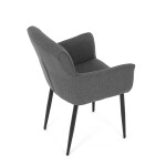 Židle jídelní, snadno čistitelná šedá látka, černý matný lak, kovové nohy